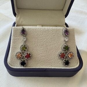 Elegant Multicolor Gemstone Drop Earrings